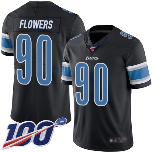 Detroit Lions Limited Black Men Trey Flowers Jersey NFL Football 90 100th Season Rush Vapor Untouchable